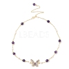 Natural Amethyst & Pearl Beaded Necklaces NJEW-L119-11G-3