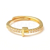 Clear Cubic Zirconia Initial Letter Adjustable Ring RJEW-C052-01G-F-2