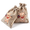 30Pcs 15 Styles Christmas Printed Jute Cloth Storage Pouches ABAG-YW0001-10-14