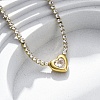 304 Stainless Steel Clear Cubic Zirconia Heart Pendant Necklaces for Women NJEW-Z044-15G-02-1