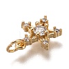 Brass Micro Pave Clear Cubic Zirconia Charms ZIRC-B002-51G-3