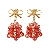 Christmas Bell Brass Dangle Stud Earrings EJEW-MZ00495-01-2