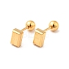 304 Stainless Steel Tiny Rectangle Stud Earrings with Screw On Ball Ear Nut for Women EJEW-I271-01G-1