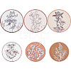 6Pcs Bohemian Theme Wooden Flat Eound with Flower Wall-mounted DIY-WH0899-480-1