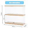 2-Tier Transparent Acrylic Minifigures Display Case with Wooden Base ODIS-WH0043-65-2