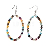 Natural Agate Beads Big Ring Dangle Earrings for Girl Women EJEW-JE04652-4