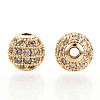 Rack Plating Brass Cubic Zirconia Beads X-ZIRC-S001-8mm-A01-3