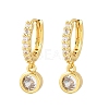 Brass Micro Pave Cubic Zirconia Hoop Dangle Earrings KK-Z166-15G-02-4
