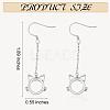 Anti-Tarnish Women Cat Stud Earrings Simple Long Dangle Earrings Cute Pet Kitty Cat Face Earrings Rhodium Plated Sterling Silver Earrings Stud Jewelry Gift for Lovers Women Birthday Christmas JE1072A-2