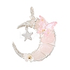 Natural Rose Quartz Round Chip Wire Wrapped Pendants PALLOY-TA00437-03-1