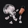 Heart Glass Bottle with Rose Quartz inside Pendants PALLOY-JF00172-02-2