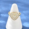 Heart Brass Micro Pave Cubic Zirconia Cuff Open Rings for Women CU-CBA0A21-01G-02-3