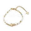 Cross Cubic Zirconia Beaded Bracelet for Girl Women BJEW-JB06848-2