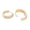 Brass Micro Pave Clear Cubic Zirconia Hoop Earrings LS-EJEW-S234-04G-2