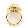 Ion Plating(IP) 304 Stainless Steel Synthetic Turquoise Cuff Rings G-Z056-09G-01-3