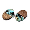 Transparent Resin and Walnut Wood Pendants RESI-T057-04J-3