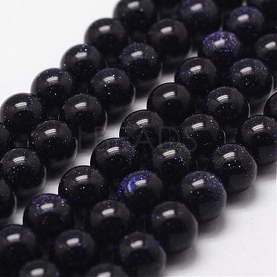 Synthetic Blue Goldstone Beads Strands G-D840-81-6mm-1