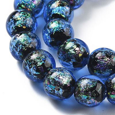 Handmade Foil Lampwork Beads Strands FOIL-K003-06B-19-1