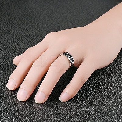 201 Stainless Steel Scale Pattern Finger Rings for Men FS-WGDD078-05-1