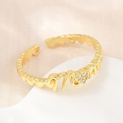 Mother's Day Brass Micro Pave Cubic Zirconia Cuff Open Rings CU-CBACDF6-07G-02-1