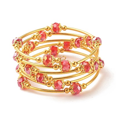 Bling Glass Beaded Wrap Bracelet BJEW-JB07746-1