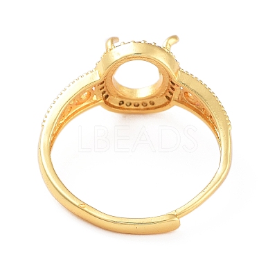 Rack Plating Oval Brass Micro Pave Cubic Zirconia Adjustable Ring Components KK-Q819-06G-1