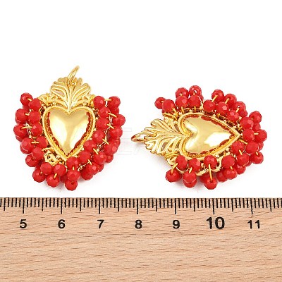 Alloy & Glass Seed Beaded Pendants GL-CBA96FD-01G-09-1