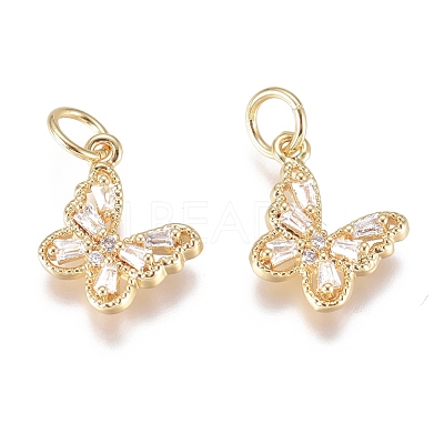 Brass Micro Pave Cubic Zirconia Pendants X-ZIRC-G168-34G-1