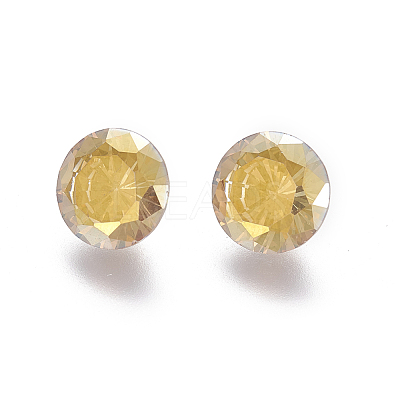 Electroplated Cubic Zirconia Pointed Back Cabochons ZIRC-I024-8mm-01-1
