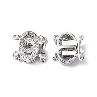 Rack Plating Brass Micro Pave Clear Cubic Zirconia Box Clasps KK-E073-03P-1