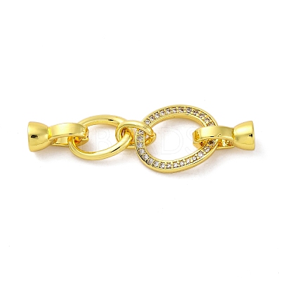 Brass Micro Pave Clear Cubic Zirconia Fold Over Clasps KK-U059-24G-1