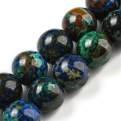 Natural Azurite Beads Strands G-P503-8MM-09-1