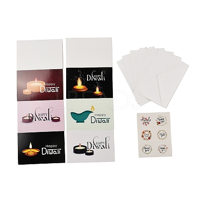 Rectangle Diwali Day Paper Greeting Card DIY-NH0010-01D-1