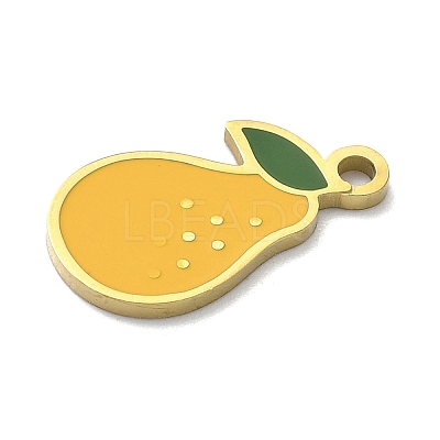 304 Stainless Steel Fruit Enamel Pendants STAS-G362-04G-11-1