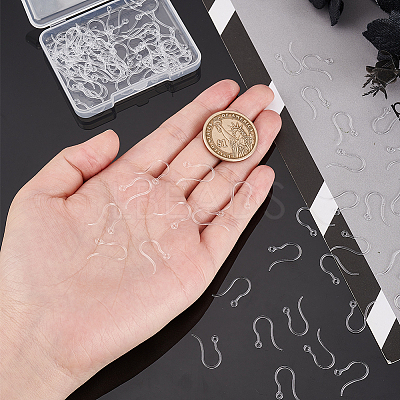 100Pcs Transparent Resin Earring Hooks RESI-AR0001-26-1