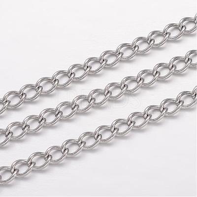 Tarnish Resistant 304 Stainless Steel Curb Chains CHS-K004-11P-0.6mm-1
