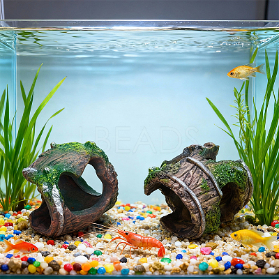 2Pcs 2 Styles Resin Stump Sculpture Display Decorations DJEW-GF0001-86-1