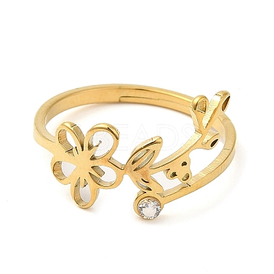 304 Stainless Steel with  Cubic Zirconia Adjustable Rings RJEW-K245-48G-G-1