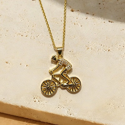 Sports Theme Brass Micro Pave Clear Cubic Zirconia Pendant Necklaces WG3884C-03-1