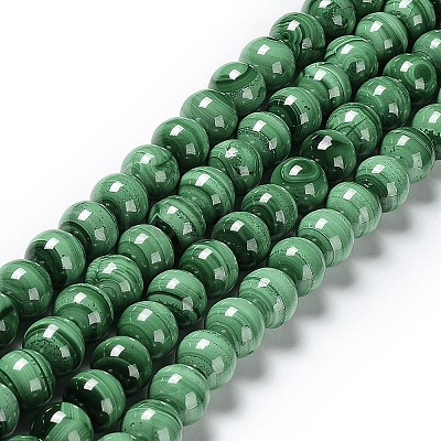 Natural Malachite Beads Strands G-F571-27AB1-6mm-1