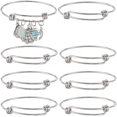 10Pcs Adjustable 201 Stainless Steel Expandable Bangle Making STAS-SC0008-09-1