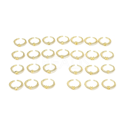 Clear Cubic Zirconia Initial Letter Open Cuff Ring RJEW-H120-09G-1