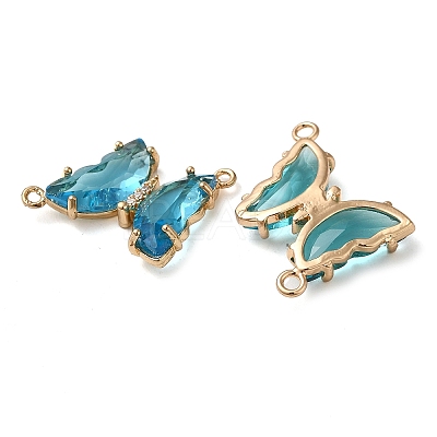 Brass Pave Faceted Glass Connector Charms FIND-Z020-04U-1
