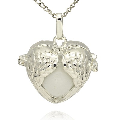 Silver Color Plated Brass Hollow Heart Cage Pendants KK-J241-06S-1