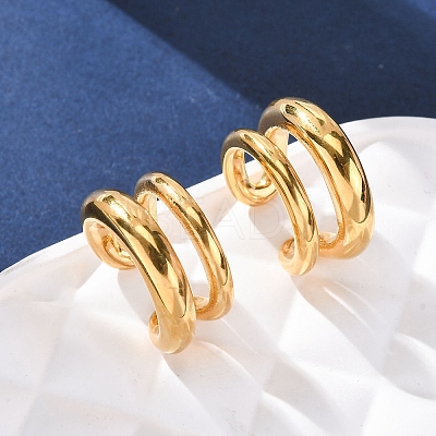 Two-layer  C-Shaped 304 Stainless Steel Two Tone Cuff Earrings EJEW-A131-04E-G-1