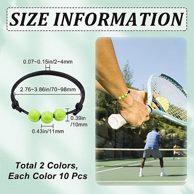 20Pcs 2 Colors Plastic Round Beaded Bracelets Set with Wax Rope BJEW-GF0001-11-1