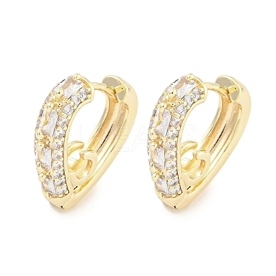Brass Micro Pave Clear Cubic Zirconia Hoop Earrings EJEW-S228-11G-1