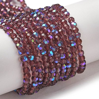 Electroplate Transparent Glass Beads Strands EGLA-A035-T3mm-L13-1