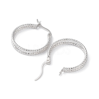 Rhodium Plated 925 Sterling Silver Hoop Earrings EJEW-K258-14P-1