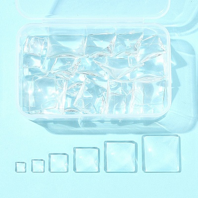 48Pcs 6 Styles Transparent Square Glass Cabochons GGLA-FS0001-06-1
